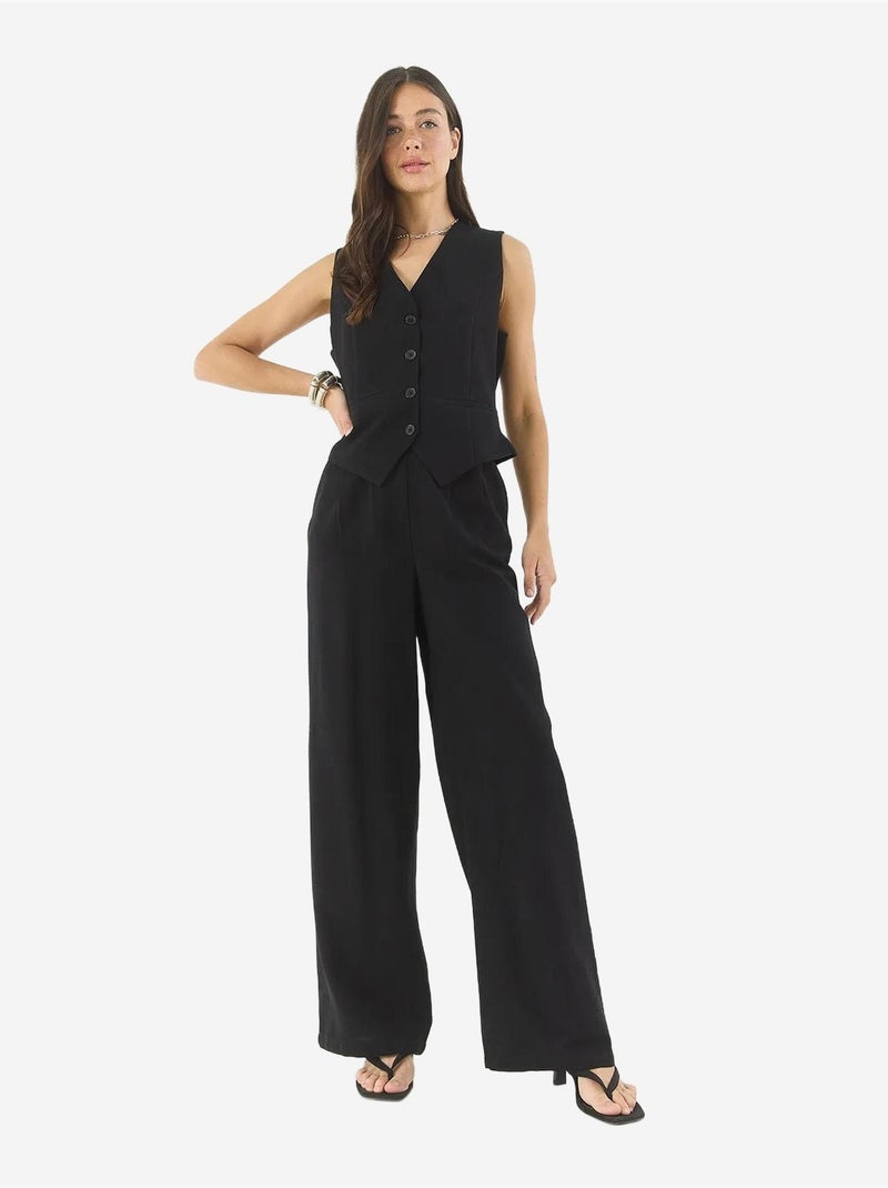 Ensemble trois pièces avec pantalon taille haute, gilet et doublure lucci Noir - Kiabi