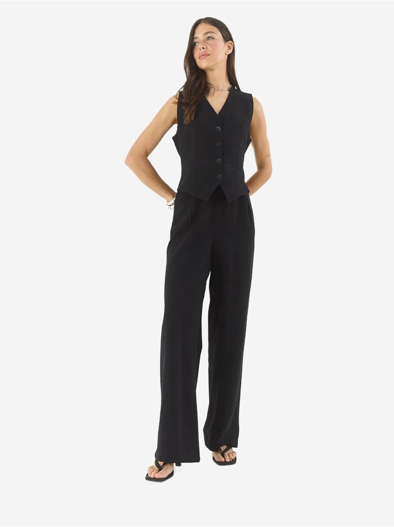 Ensemble trois pièces avec pantalon taille haute, gilet et doublure lucci Noir - Kiabi