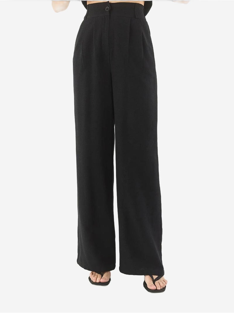 Ensemble trois pièces avec pantalon taille haute, gilet et doublure lucci Noir - Kiabi