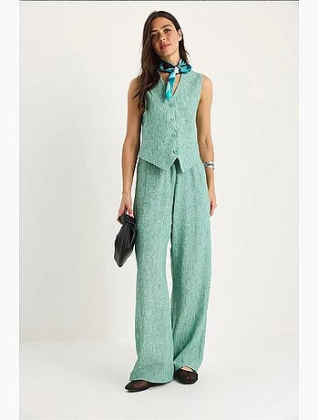 Ensemble trois pièces avec pantalon taille haute, gilet et doublure lucci