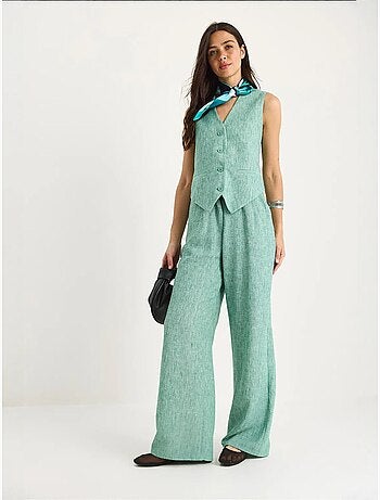 Ensemble trois pièces avec pantalon taille haute, gilet et doublure lucci