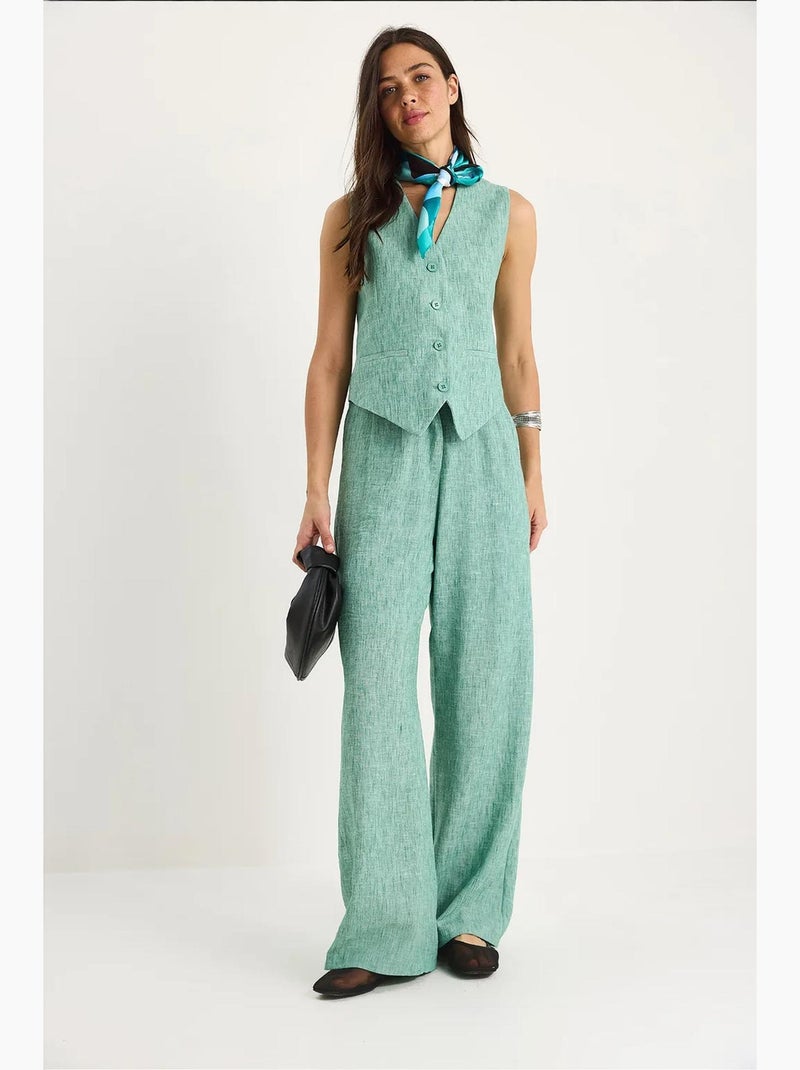 Ensemble trois pièces avec pantalon taille haute, gilet et doublure lucci Vert - Kiabi