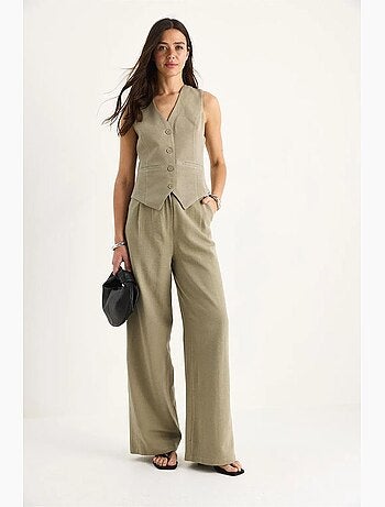 Ensemble trois pièces avec pantalon taille haute, gilet et doublure lucci