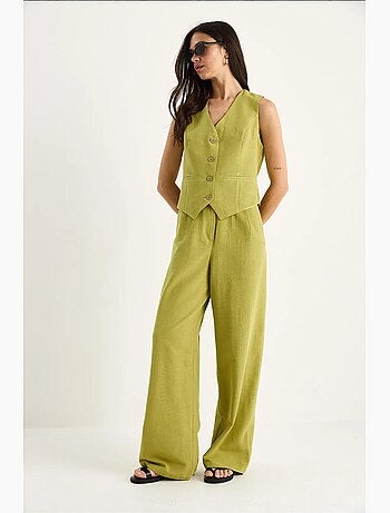 Ensemble trois pièces avec pantalon taille haute, gilet et doublure lucci