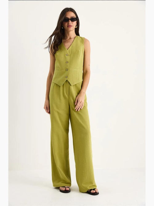 Ensemble trois pièces avec pantalon taille haute, gilet et doublure lucci - Kiabi Ensemble trois pièces avec pantalon taille haute, gilet et doublure lucci - Kiabi