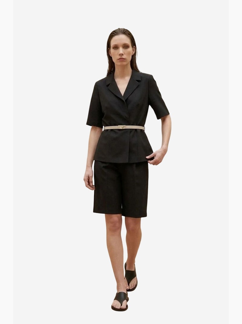 Ensemble veste courte et pantalon large ceinturé my fashion Noir - Kiabi