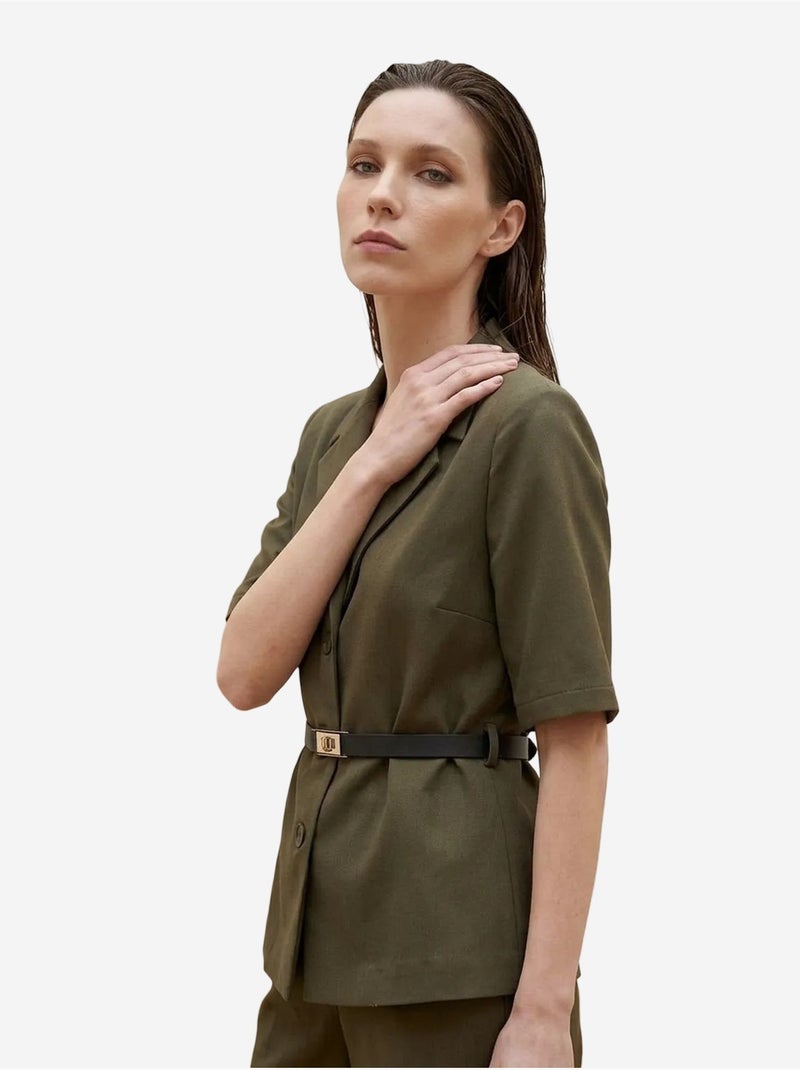 Ensemble veste courte et pantalon large ceinturé my fashion Vert kaki - Kiabi