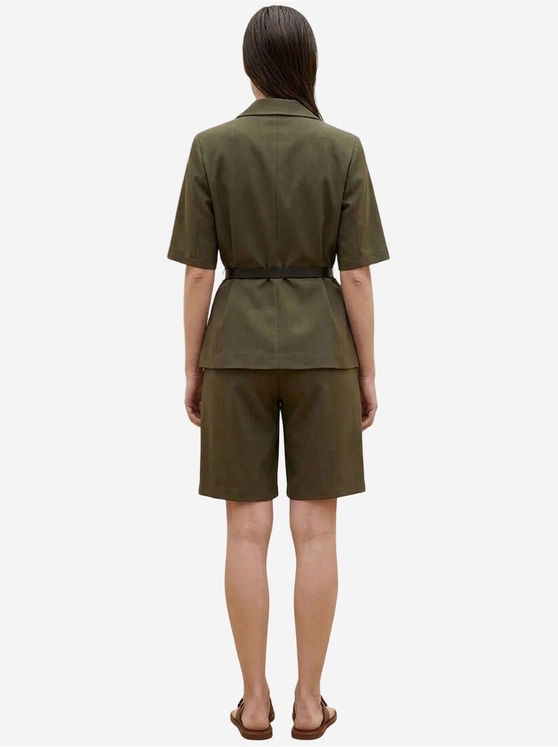 Ensemble veste courte et pantalon large ceinturé my fashion Vert kaki - Kiabi