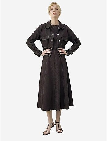 Ensemble veste en denim et pantalon large lucci