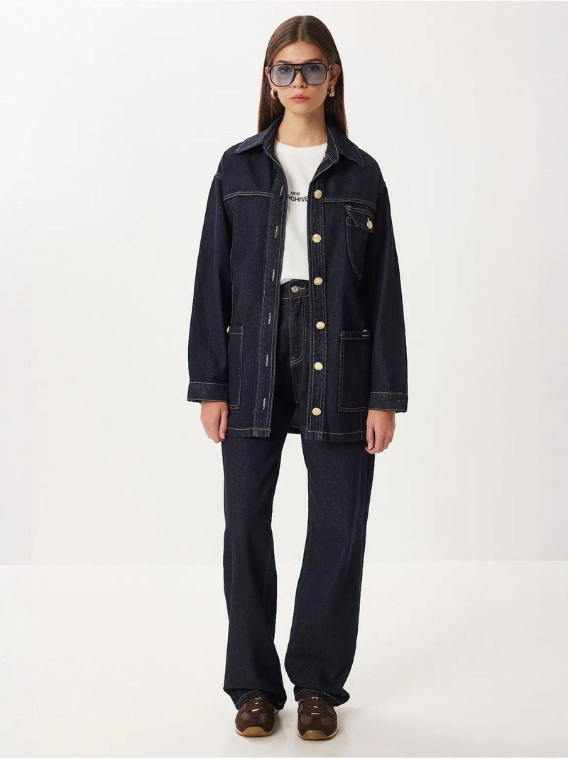 Ensemble veste en jean et pantalon large istanbul Bleu gris - Kiabi