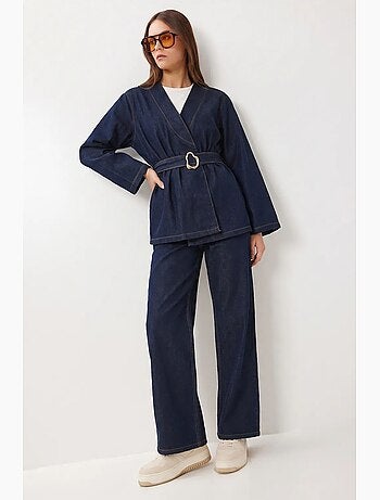 Ensemble veste et pantalon large en gabardine de coton istanbul