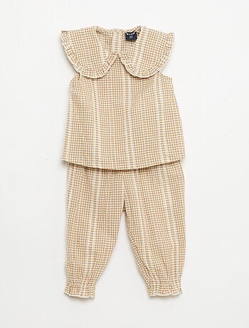Ensemble vichy 2 pièces blouse + pantalon