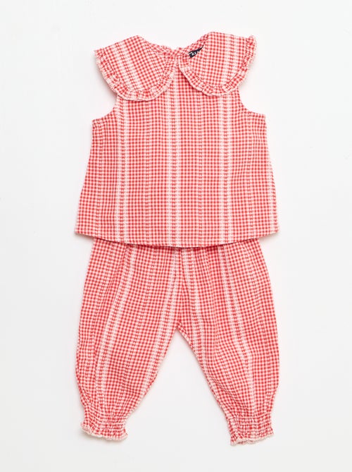 Ensemble vichy 2 pièces blouse + pantalon - Kiabi