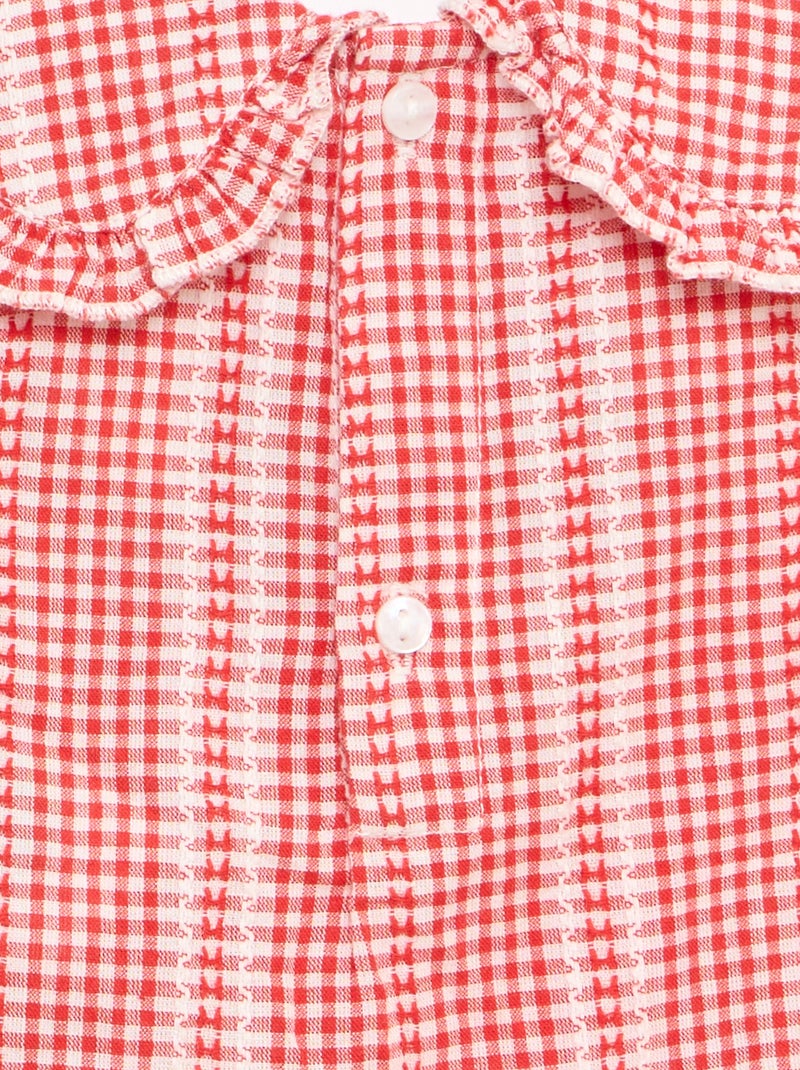Ensemble vichy 2 pièces blouse + pantalon Rouge - Kiabi