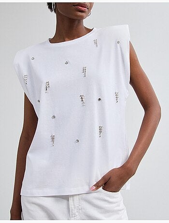 Épaulettes de t-shirt avec des paillettes, mo fashion