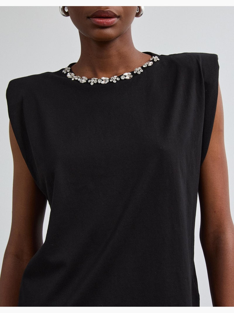 Épaulettes de t-shirt avec des paillettes, mo fashion Noir - Kiabi