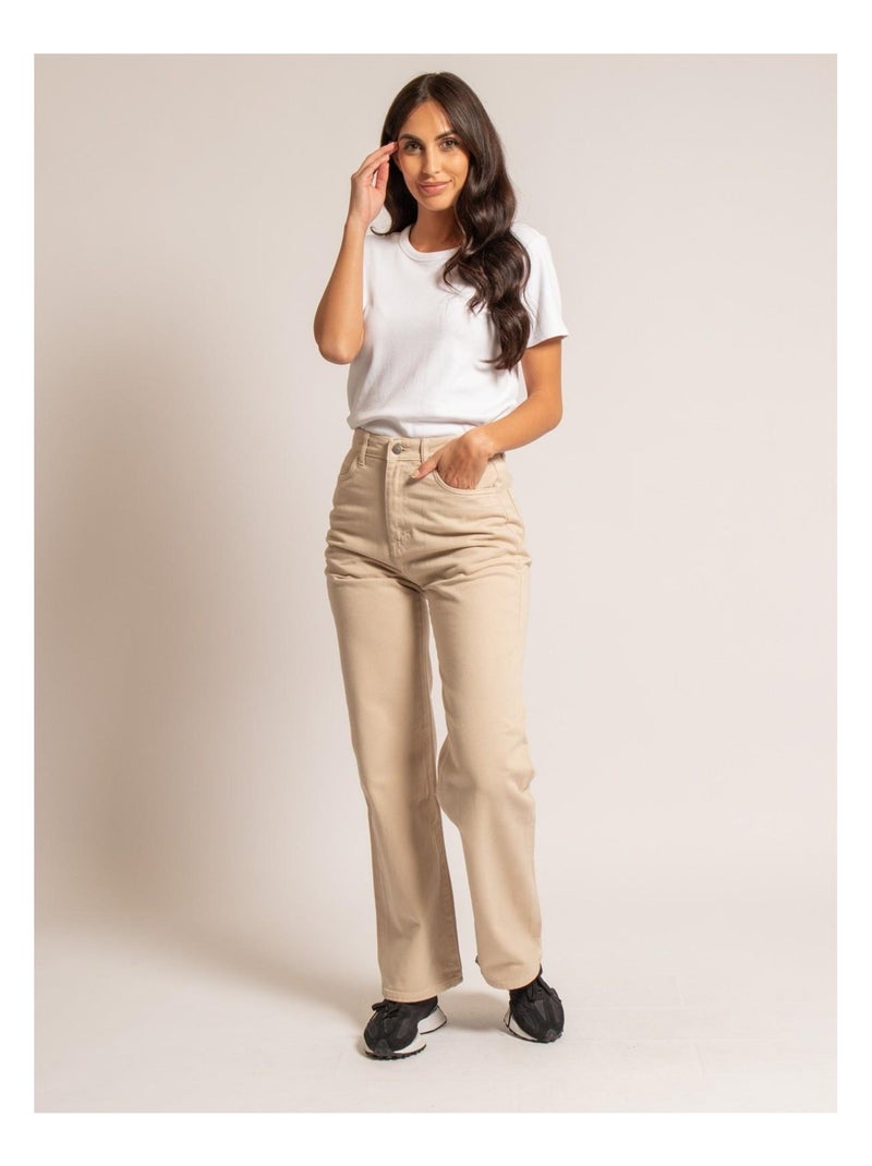 ERAM rechte broek Beige - Kiabi