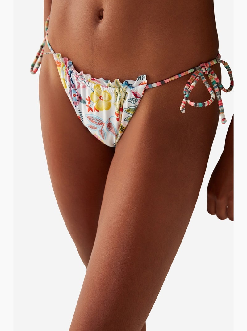 Escape bikinibroekje met bloemenprint en ruchesdetail penti Wit - Kiabi