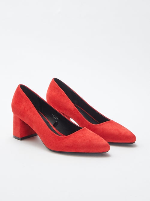 Escarpins en suédine avec talons carrés - Kiabi