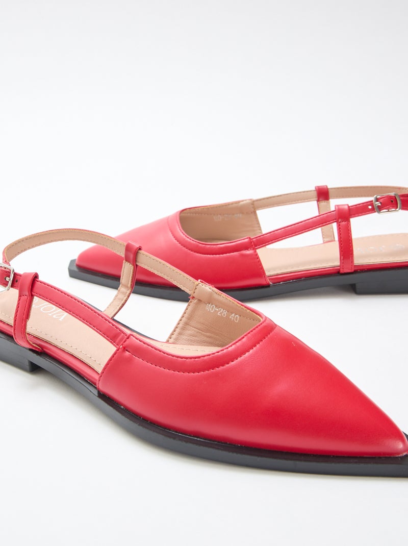 Escarpins ouverts à talon plat Rouge - Kiabi