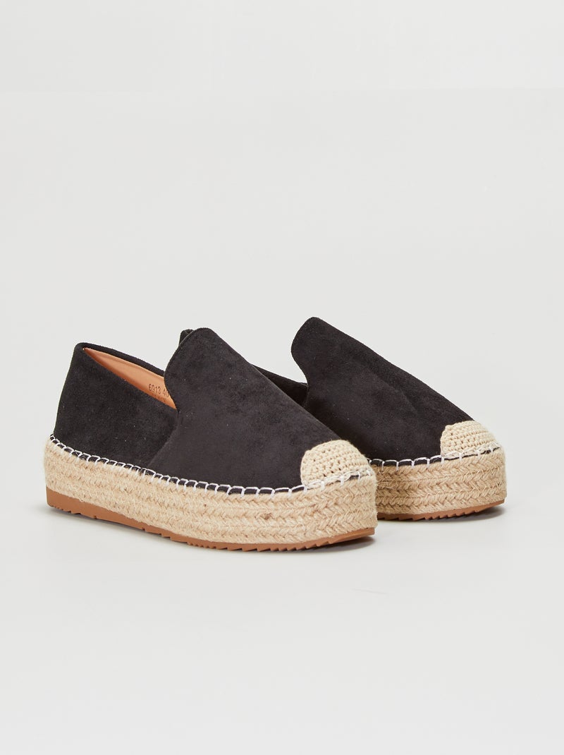 Espadrille compensées en suédine noir - Kiabi