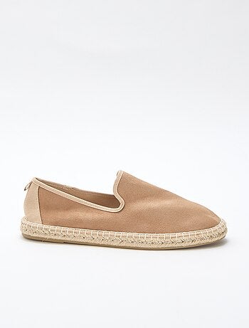 Espadrille van suèdine met platte zool