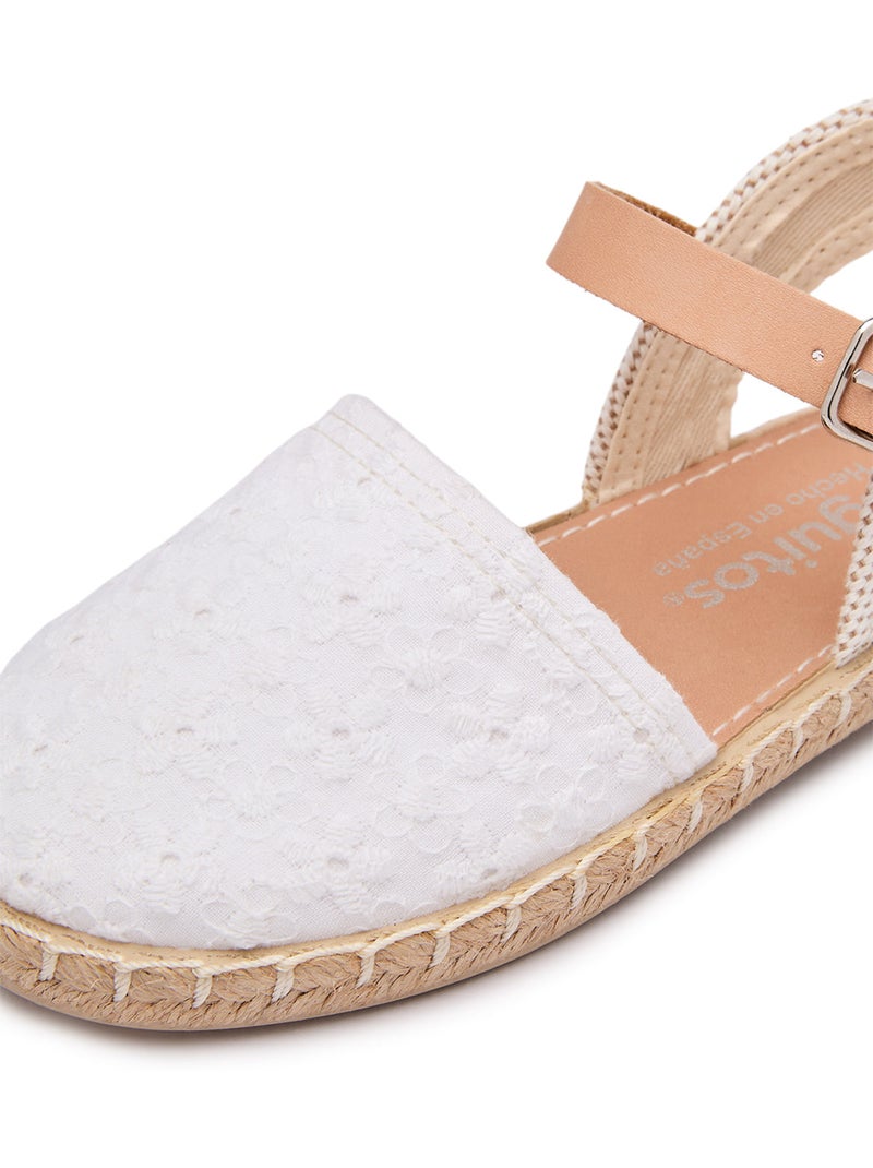 Espadrilles conguitos bordado floral Blanc - Kiabi