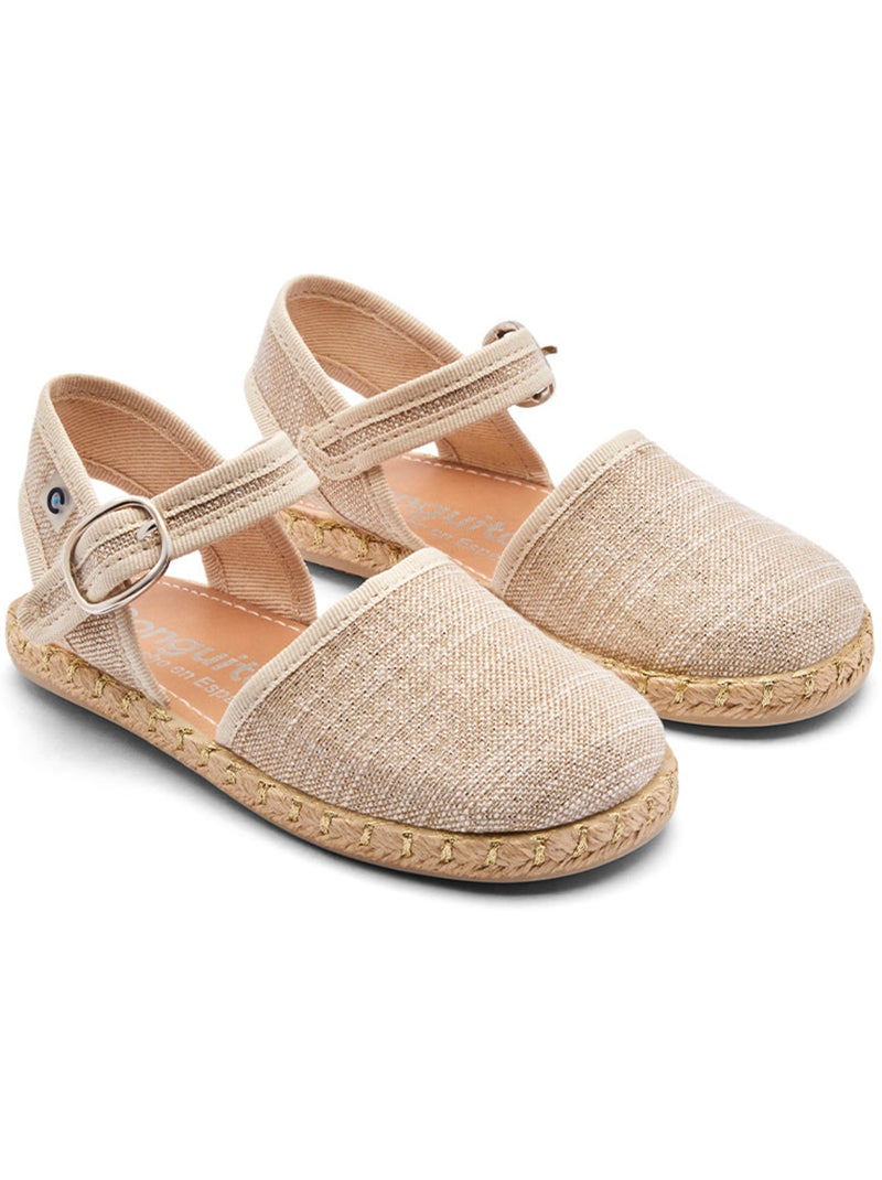 Espadrilles conguitos hebilla hilo oro Beige - Kiabi