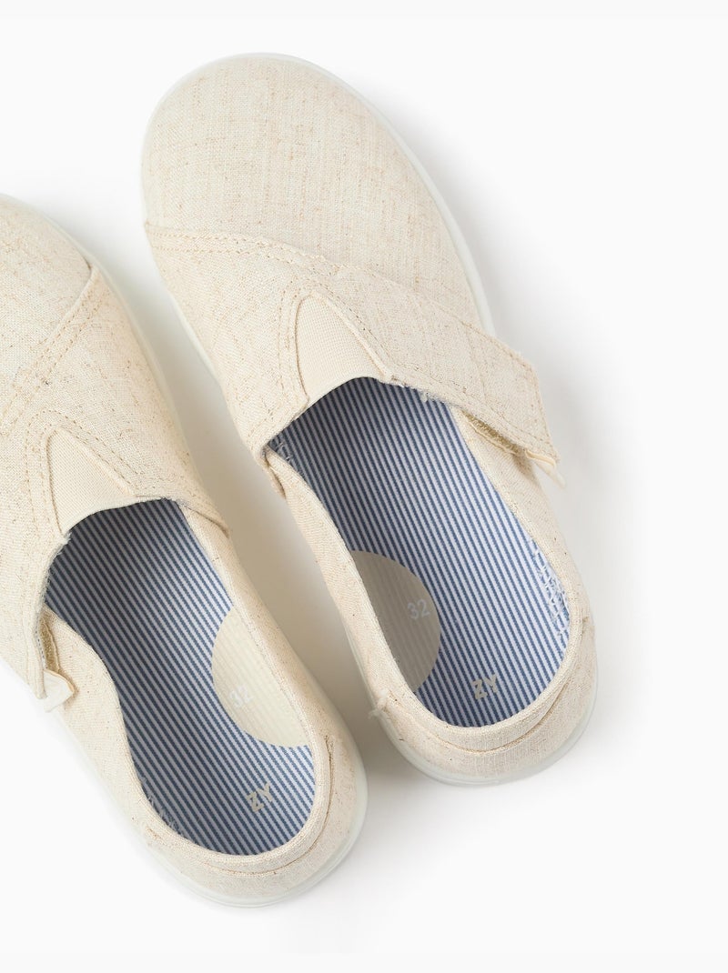 Espadrilles en lin avec fermeture à scratch Beige clair - Kiabi