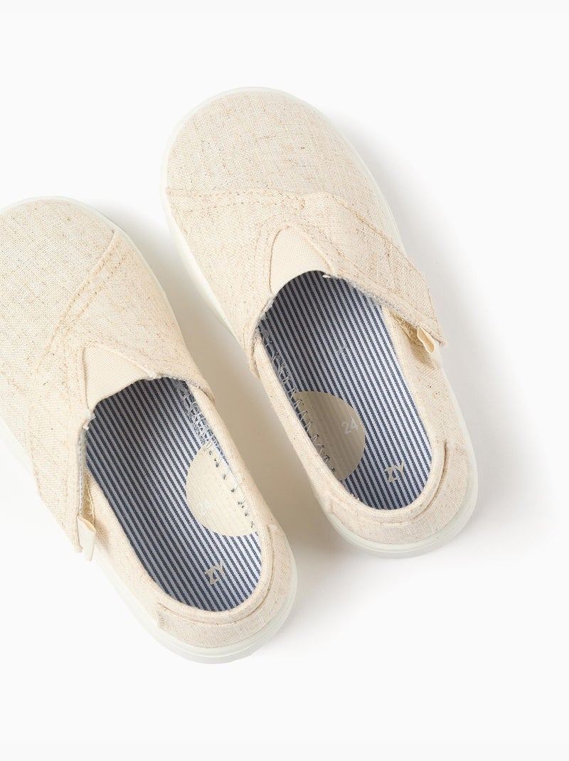 Espadrilles en lin avec fermeture à scratch Beige - Kiabi