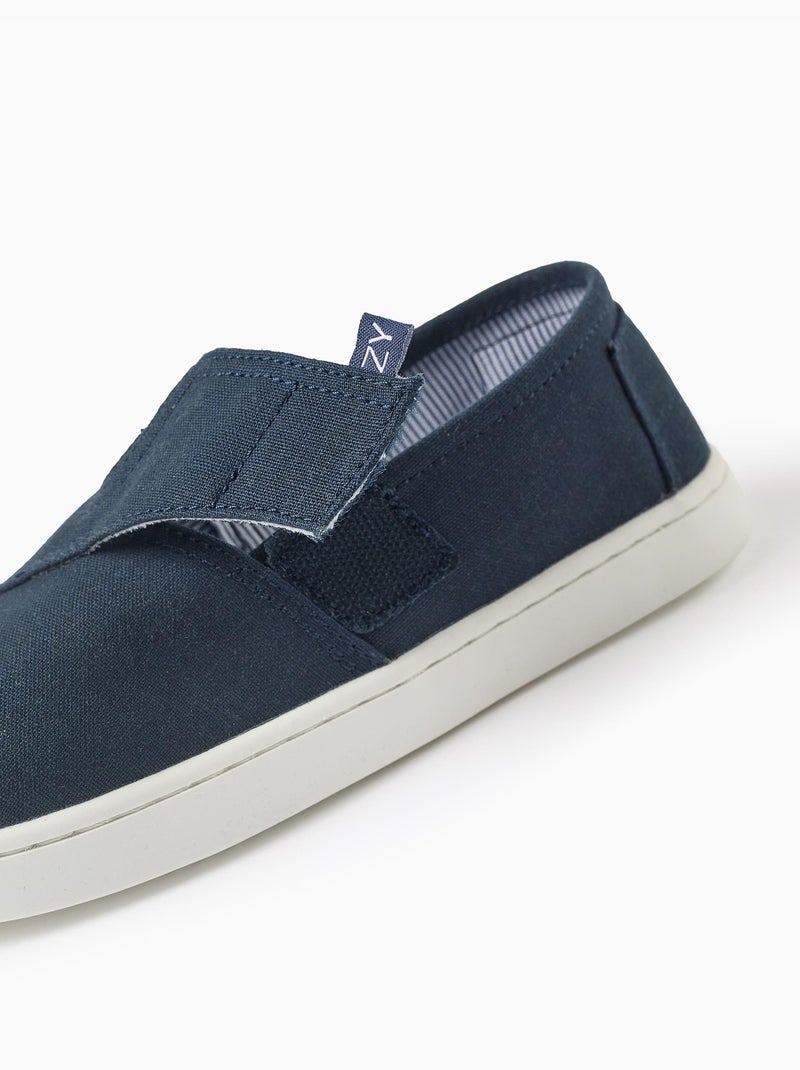 Espadrilles en lin avec fermeture à scratch Bleu foncé - Kiabi
