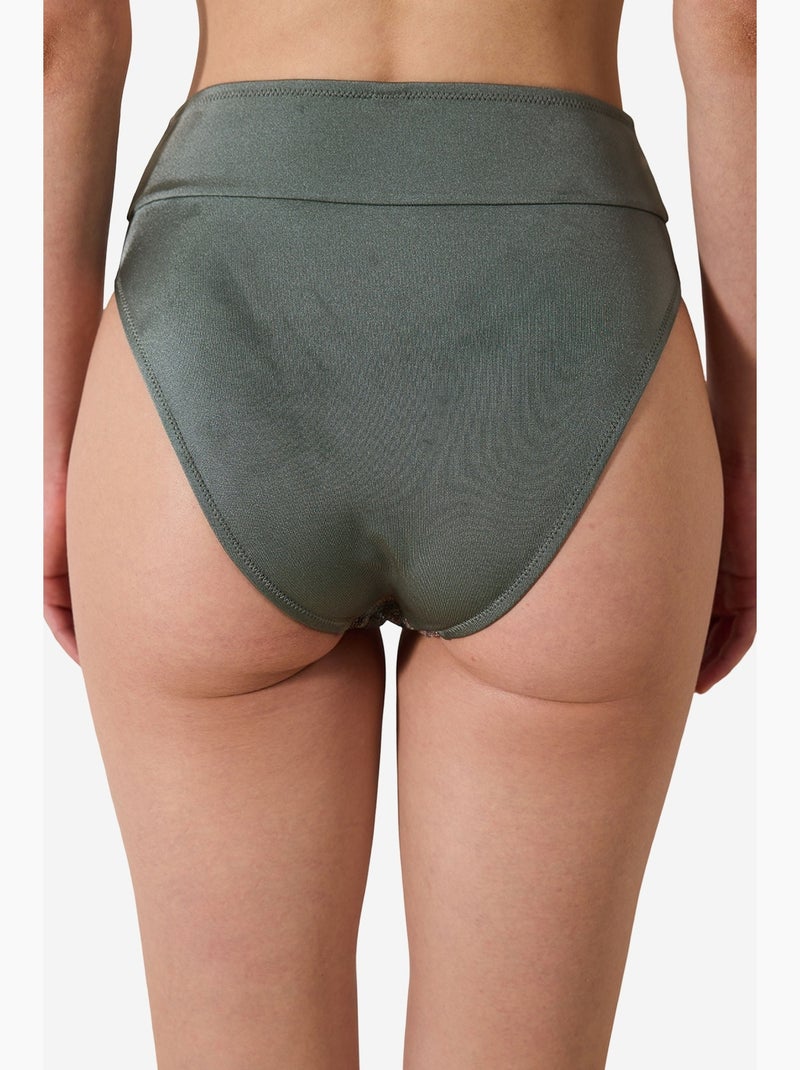 Estela vintage bikinibroekje met hoge taille en meshdetail penti Groen - Kiabi