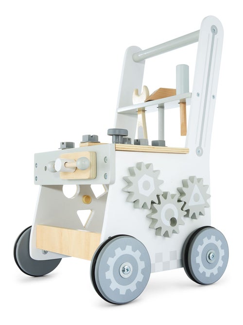 Établi atelier bricolage enfant, trotteur bébé multifonction, pousse pousse avec barre & roues, bois - Kiabi