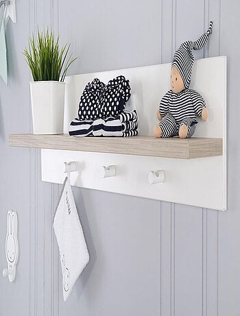 Étagère murale avec 3 patères en mélaminé pour chambre enfant 'Roba moritz'
