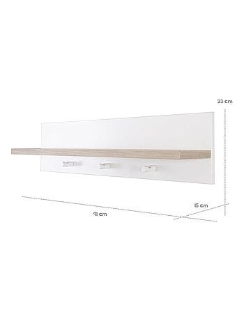 Étagère murale avec 3 patères en mélaminé pour chambre enfant 'Roba moritz'