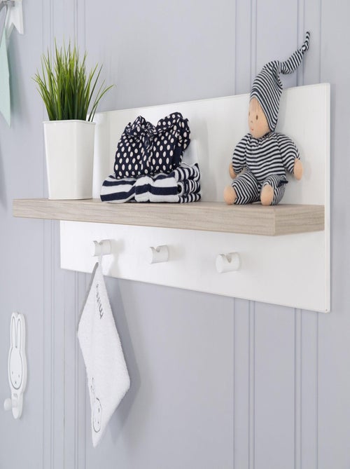 Étagère murale avec 3 patères en mélaminé pour chambre enfant 'Roba moritz' - Kiabi