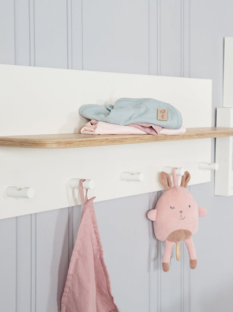 Étagère murale en bois avec 5 patères pour la chambre d'enfant 'Roba ava' Blanc Marron - Kiabi