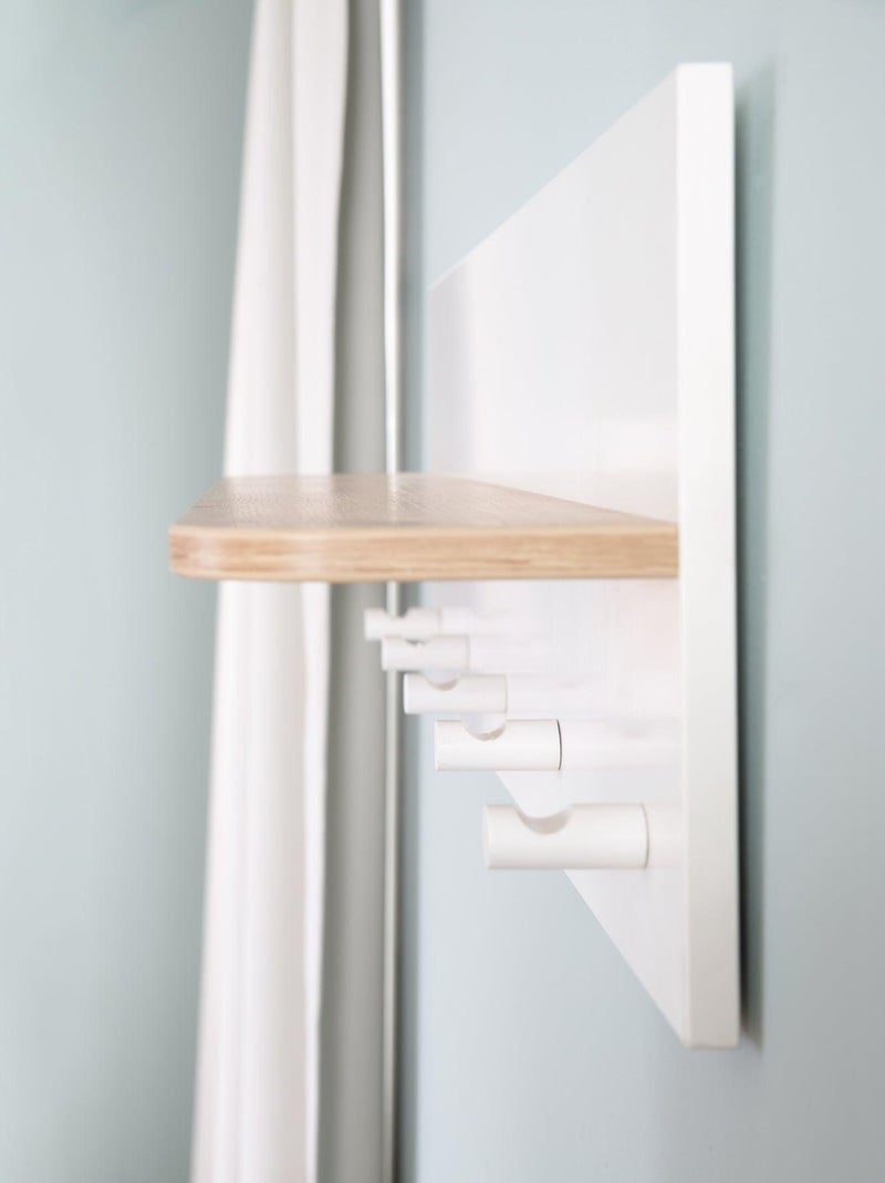 Étagère murale en bois avec 5 patères pour la chambre d'enfant 'Roba ava' Blanc Marron - Kiabi
