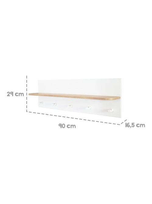 Étagère murale en bois avec 5 patères pour la chambre d'enfant 'Roba ava' - Kiabi