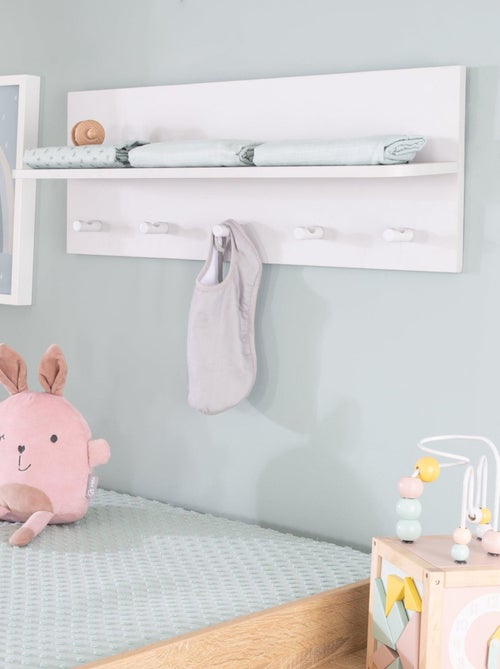 Étagère murale en bois avec 5 patères pour la chambre d'enfant 'Roba maren 2' - Kiabi
