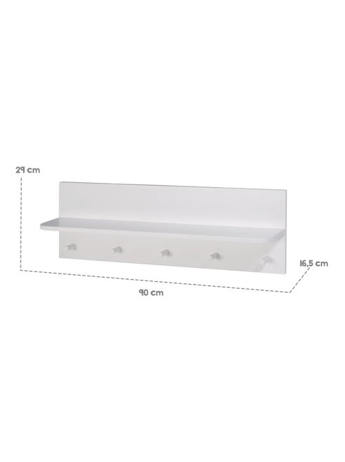Étagère murale en bois avec 5 patères pour la chambre d'enfant 'Roba maren 2' - Kiabi