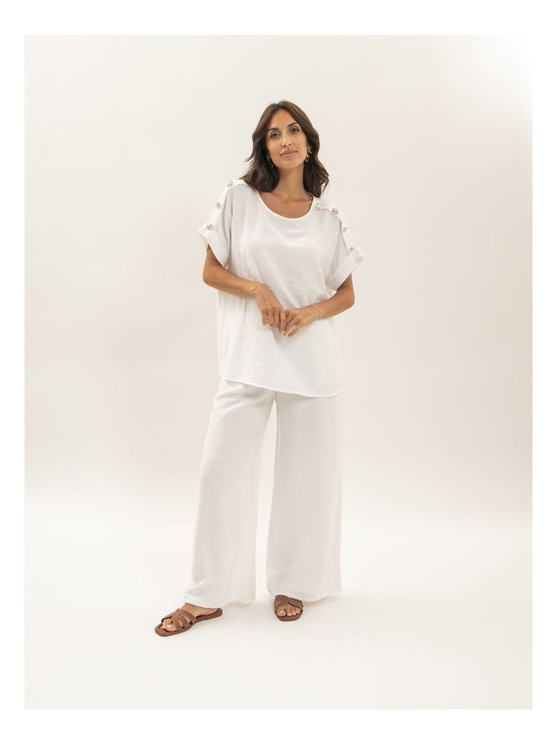 Etalia wijde broek Wit - Kiabi