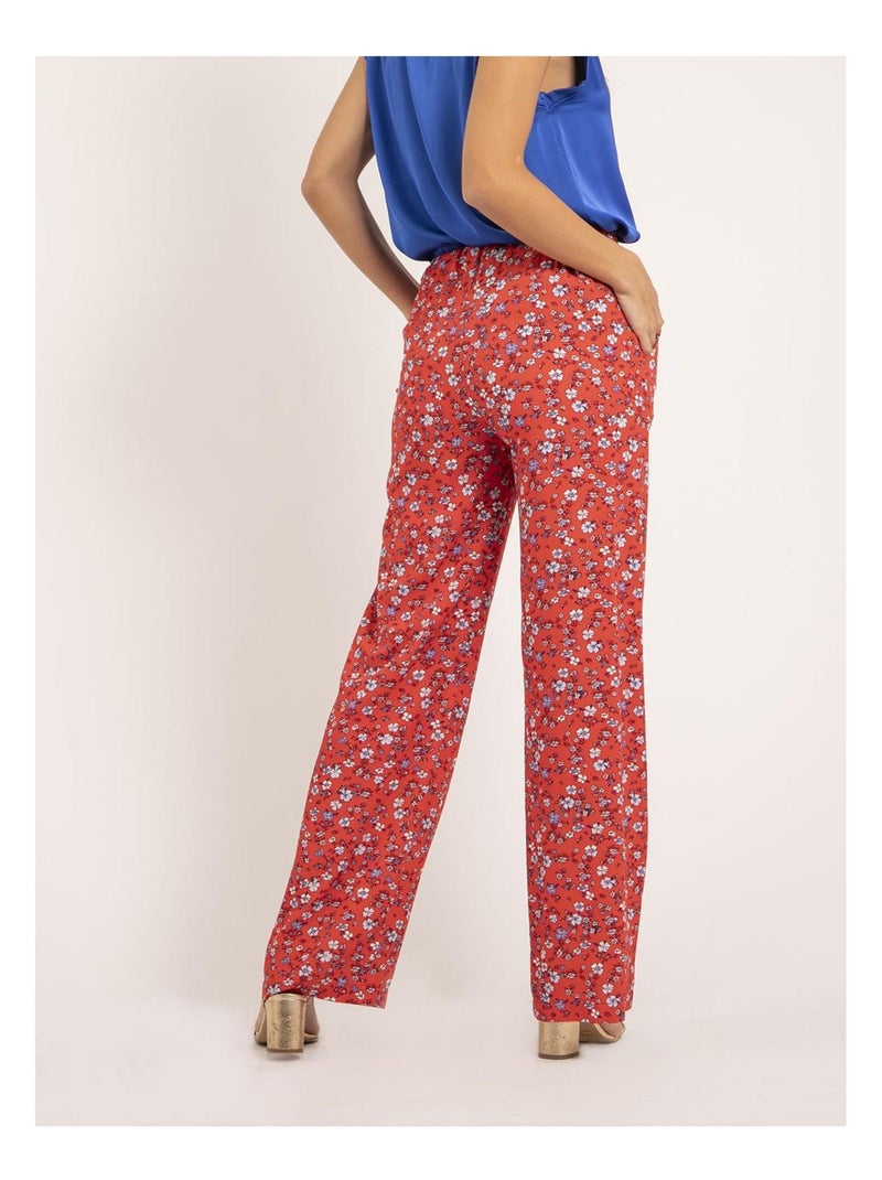 Euxane broek met patroon en wijde pijpen Rood - Kiabi