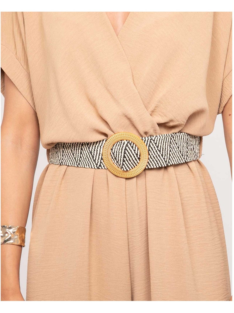Evala wikkeljumpsuit Caramelbruin - Kiabi
