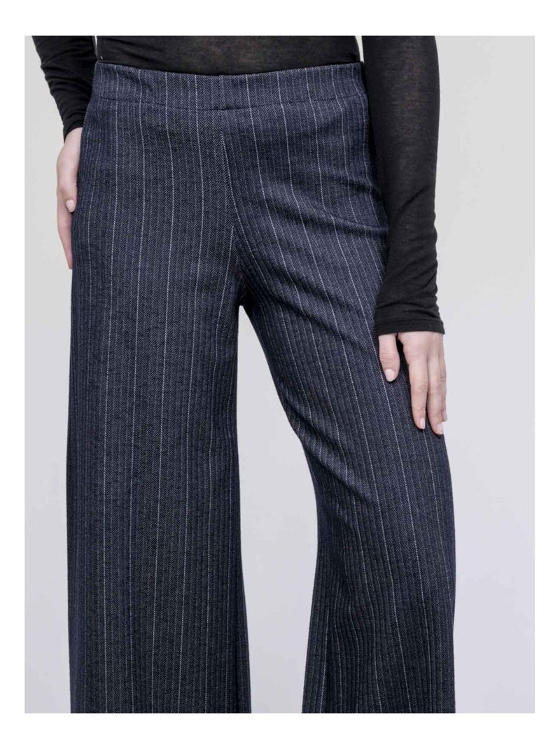 Evaristo wijde chevron broek Marineblauw - Kiabi
