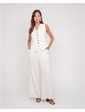 EVELISE broek met linnenlook