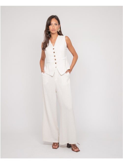 EVELISE broek met linnenlook - Kiabi