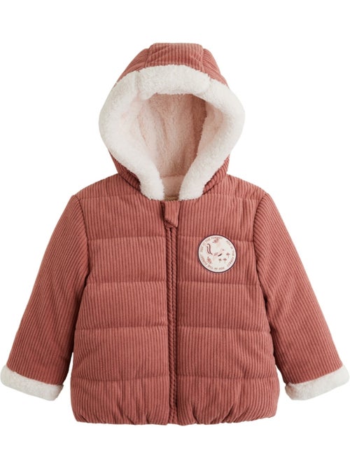 Evie corduroy baby pufferjasje met sherpa voering en capuchon - Kiabi