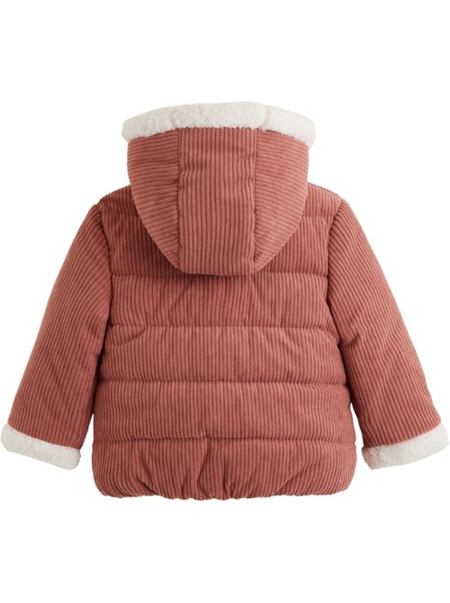 Evie corduroy baby pufferjasje met sherpa voering en capuchon - Kiabi