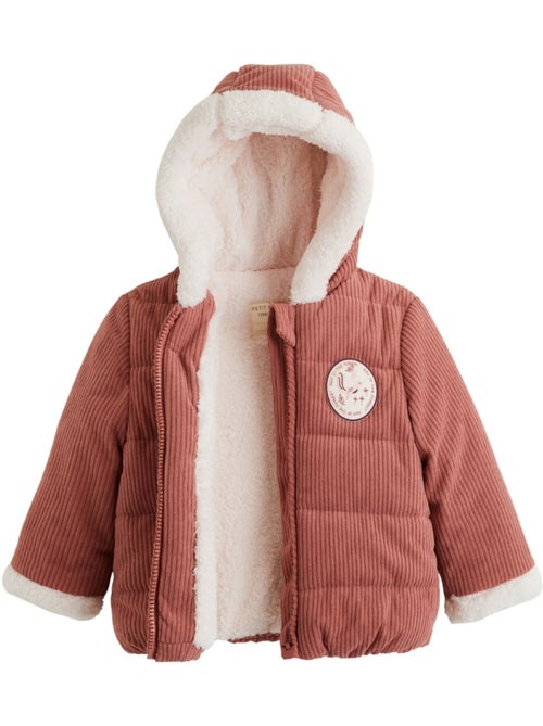 Evie corduroy baby pufferjasje met sherpa voering en capuchon - Kiabi
